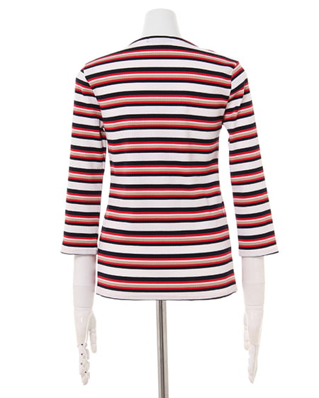 INGNI（イング） マルチボーダーTOPS＋ミディスカート／SET ｵﾌﾎﾜｲﾄ/ｱｶ