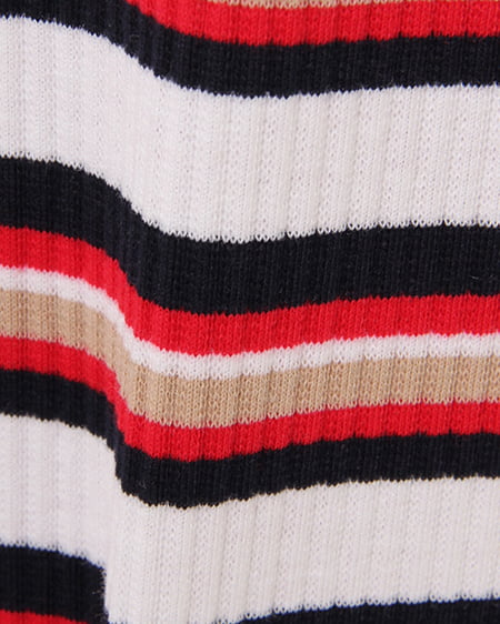 INGNI（イング） マルチボーダーTOPS＋ミディスカート／SET ｵﾌﾎﾜｲﾄ/ｱｶ