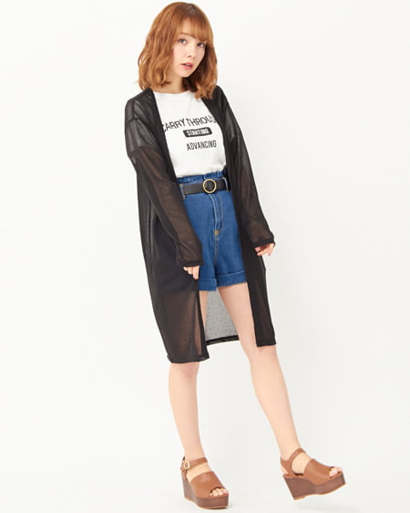 ロングカーデアンサンブル＋ショートパンツ／SET
