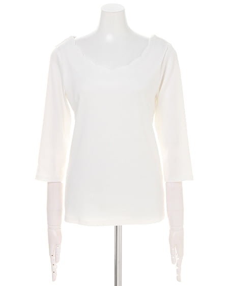 INGNI（イング） リブスカラップバックリボントップス＋レースブルゾン／SET ｵﾌﾎﾜｲﾄ