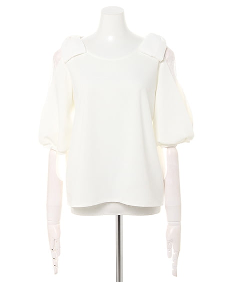 INGNI（イング） 袖割れトップス＋花柄タックフレアスカート／SET ｵﾌﾎﾜｲﾄ