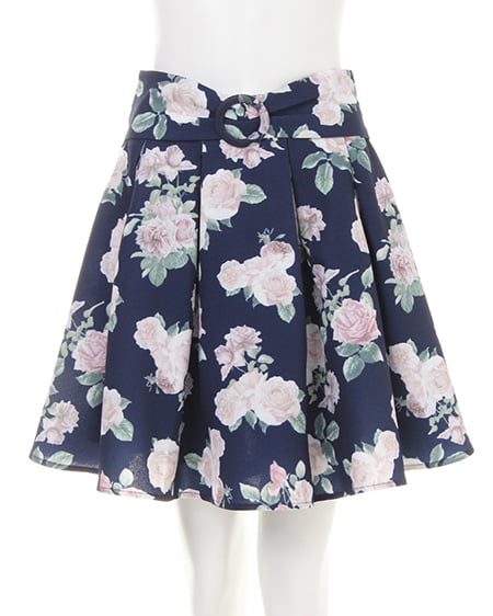 INGNI（イング） 袖割れトップス＋花柄タックフレアスカート／SET ｵﾌﾎﾜｲﾄ