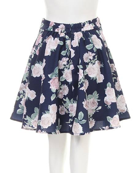 INGNI（イング） 袖割れトップス＋花柄タックフレアスカート／SET ｵﾌﾎﾜｲﾄ