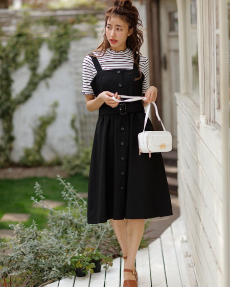 INGNI(イング) ハイネックメロートップス＋ナロージャンスカ／SET ボーダー