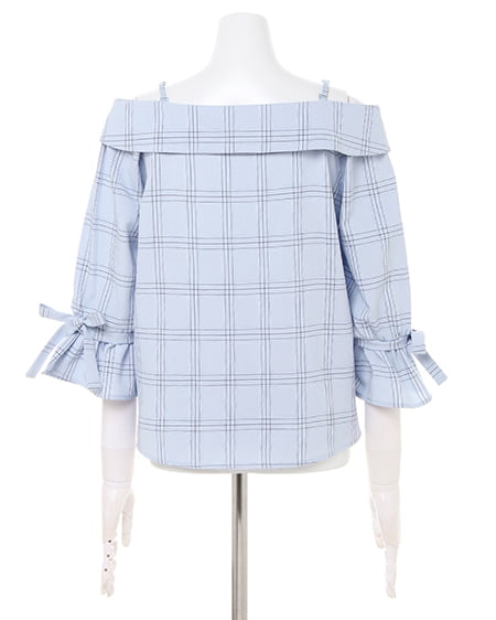 INGNI(イング) オフショルブラウス+台形スカート/SET サックス