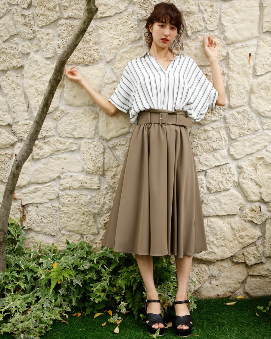 スキッパーシャツ＋ミディスカート／SET｜INGNI(イング) 公式通販