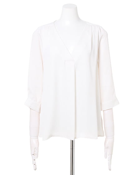 INGNI(イング) Vネックブラウス+前ボタンミディスカート/SET オフホワイト/A