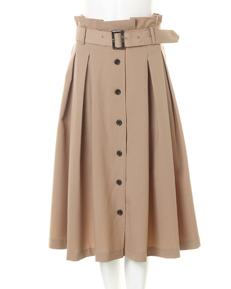 INGNI(イング) Vネックブラウス+前ボタンミディスカート/SET オフホワイト/A