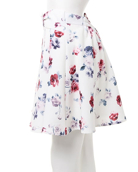 INGNI(イング) 袖割れトップス+花柄フレアスカート/SET クロ