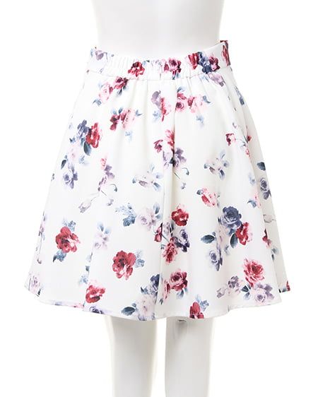 INGNI(イング) 袖割れトップス+花柄フレアスカート/SET クロ