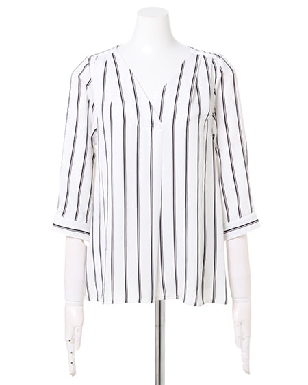 INGNI（イング） Vネックブラウス＋トレンチスカート／SET ｵﾌｸﾛ/ｽﾄﾗｲﾌﾟA