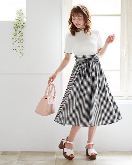 INGNI(イング) メロートップス＋ミディスカート／SET オフホワイト/A