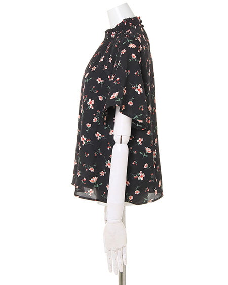 INGNI(イング) 花柄ハイネックトップス+ガウチョパンツ/SET クロ