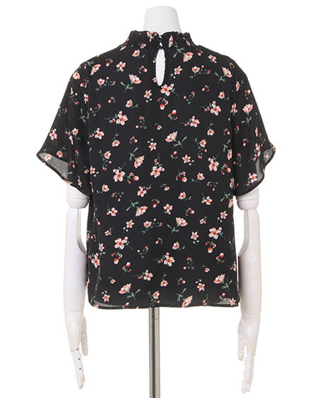 INGNI(イング) 花柄ハイネックトップス+ガウチョパンツ/SET クロ