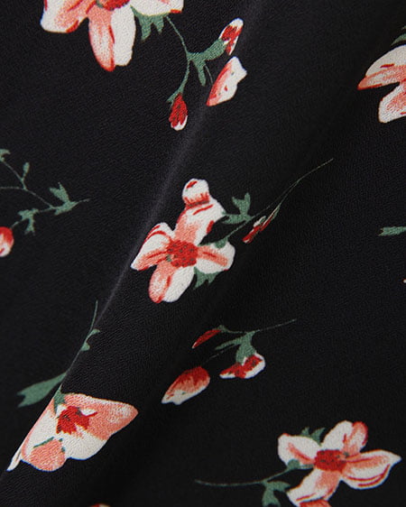 INGNI(イング) 花柄ハイネックトップス+ガウチョパンツ/SET クロ