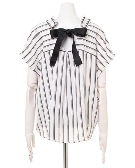 INGNI（イング） トロミシャツ＋ツイルミディスカート／SET ｵﾌｸﾛ/ｽﾄﾗｲﾌﾟ