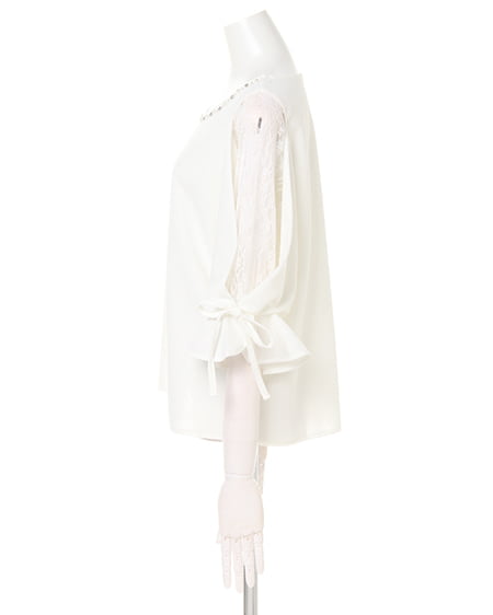 INGNI（イング） 袖割れ装飾付トップス＋花柄フレアスカート／SET ｵﾌﾎﾜｲﾄ