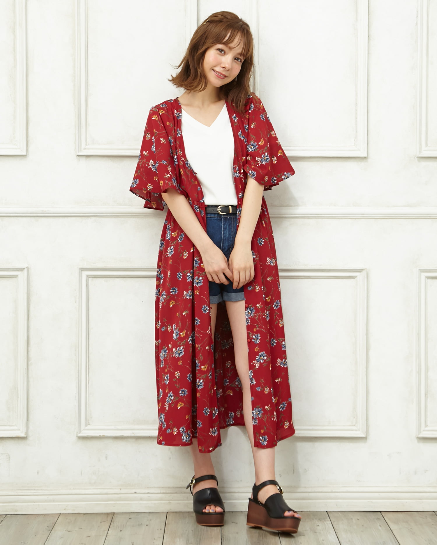 細リブTシャツ＋花柄ガウン／SET｜INGNI(イング) 公式通販｜INGNI STORE