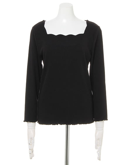 INGNI（イング） スカラップトップス＋花柄フレアースカート／SET ｸﾛ