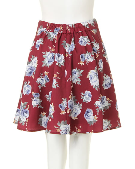 INGNI（イング） スカラップトップス＋花柄フレアースカート／SET ｸﾛ