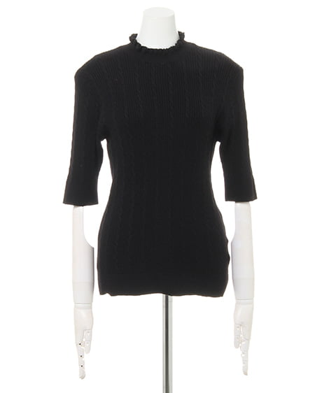 INGNI（イング） フリルハイネックトップス＋グレンチェックワイドパンツ／SET ｸﾛ