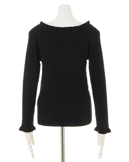 INGNI（イング） 襟フリルリブニット＋チェック柄ナロースカート／SET ｸﾛ