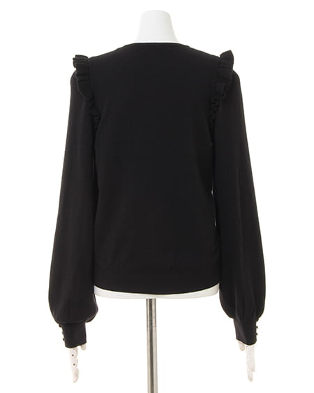 INGNI(イング) フリルケーブルニット+ピーチミディスカート/SET クロ