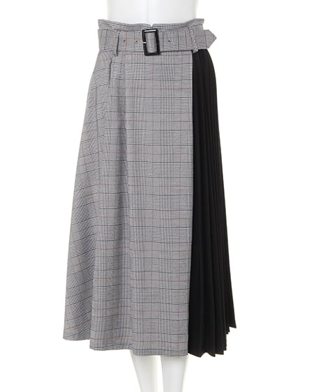 INGNI(イング) ボートネックニット+配色チェック柄スカート/SET ベージュ