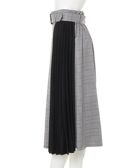 INGNI(イング) ボートネックニット+配色チェック柄スカート/SET ベージュ