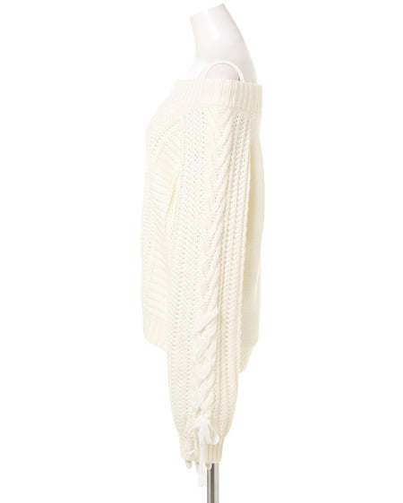 INGNI(イング) ケーブルオフショルニット+花柄ミディスカート/SET オフホワイト