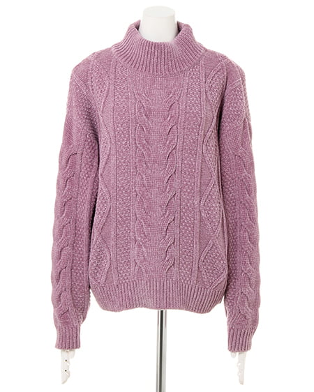 INGNI（イング） モールケーブルニット＋花柄プリーツスカート／SET ﾗﾍﾞﾝﾀﾞｰ/ﾋﾟﾝｸ