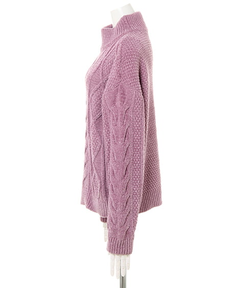 INGNI（イング） モールケーブルニット＋花柄プリーツスカート／SET ﾗﾍﾞﾝﾀﾞｰ/ﾋﾟﾝｸ