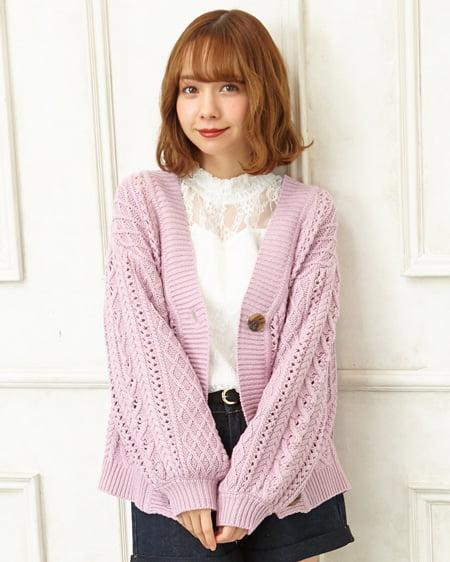 【INGNI STORE限定セット】レーストップス＋透かしショートカーデ／SET
