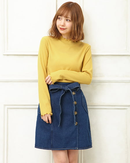 リブメローハイネックトップス＋台形スカート／SET｜INGNI(イング