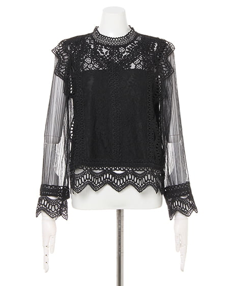 INGNI(イング) レーストップス長袖+センタープレステーパードパンツ/SET クロ