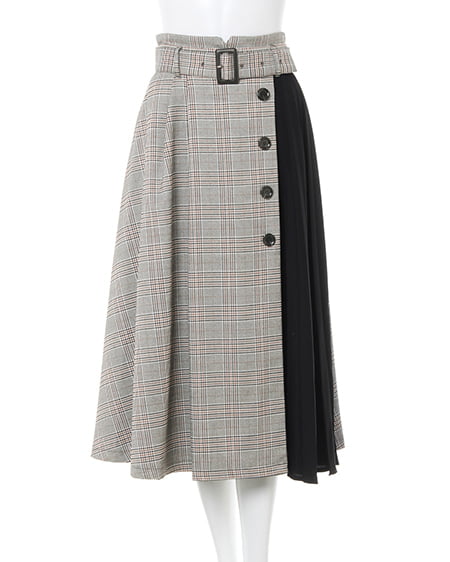 INGNI（イング） BACKリボントップス＋ベルト付チェック柄スカート／SET ｵﾌﾎﾜｲﾄ