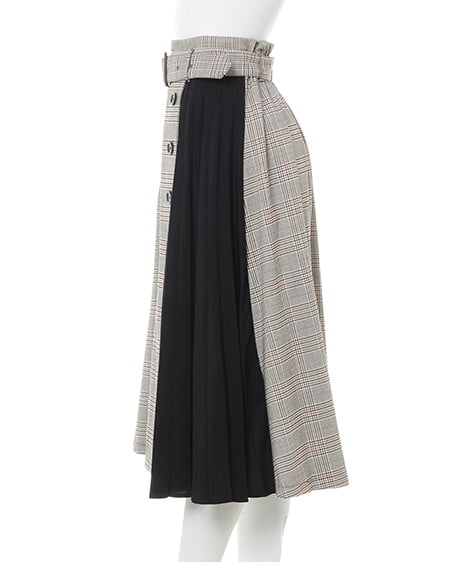 INGNI（イング） BACKリボントップス＋ベルト付チェック柄スカート／SET ｵﾌﾎﾜｲﾄ