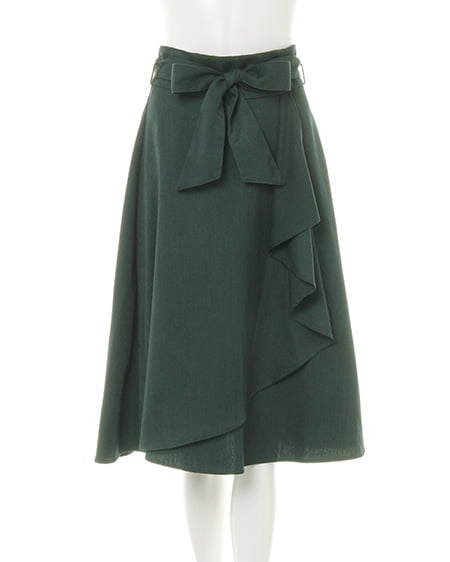 INGNI（イング） レースボウタイ長袖＋ラッフルミディスカート／SET ｸﾛ/A