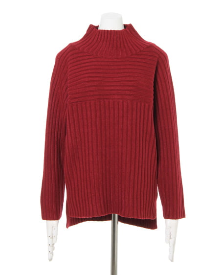 INGNI(イング) リブ切替モックネック+ハイウエストデニムパンツ/SET ボルドー