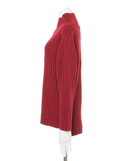 INGNI(イング) リブ切替モックネック+ハイウエストデニムパンツ/SET ボルドー