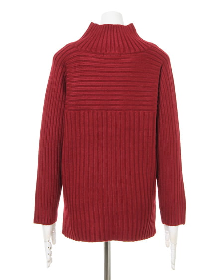 INGNI(イング) リブ切替モックネック+ハイウエストデニムパンツ/SET ボルドー