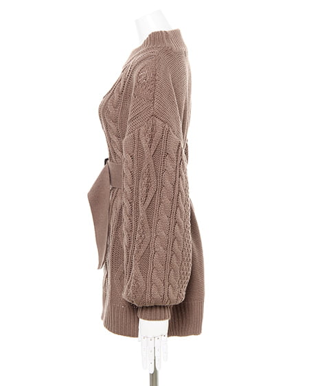 INGNI(イング) ベルト付ケーブルチュニック+ハクプリントギャザースカート/SET モカ