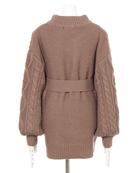 INGNI(イング) ベルト付ケーブルチュニック+ハクプリントギャザースカート/SET モカ