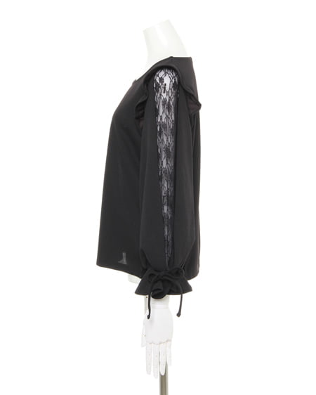 INGNI（イング） 肩フリルレーストップス＋ラッフルミディスカート／SET ｸﾛ