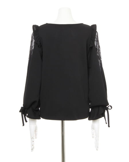 INGNI（イング） 肩フリルレーストップス＋ラッフルミディスカート／SET ｸﾛ