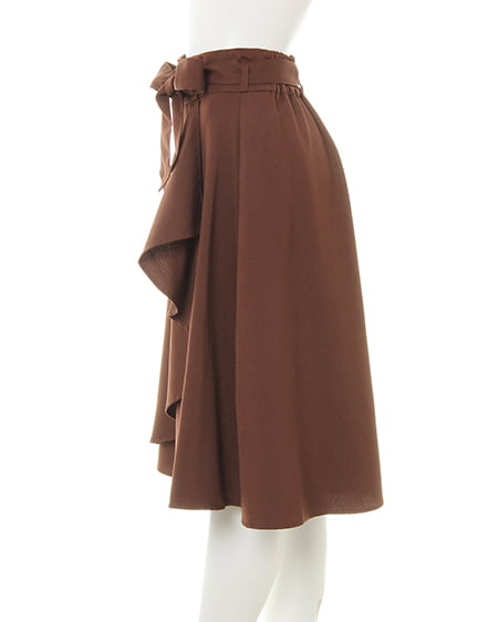 INGNI（イング） 肩フリルレーストップス＋ラッフルミディスカート／SET ｸﾛ