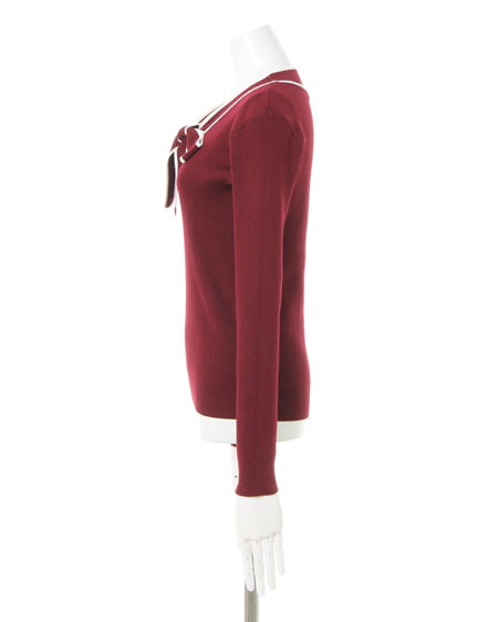 INGNI(イング) ボウタイ配色ニット+サーキュラースカート/SET ボルドー