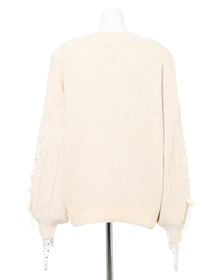 INGNI（イング） 袖レースアップVネックニット＋グレンチェックスカート／SET ｱｲﾎﾞﾘｰ