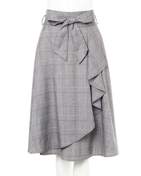 INGNI（イング） 袖レースアップVネックニット＋グレンチェックスカート／SET ｱｲﾎﾞﾘｰ