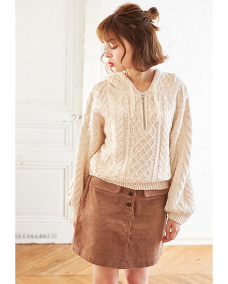 【INGNI STORE限定セット】ケーブルニットフーディー＋コーデュロイスカート／SET